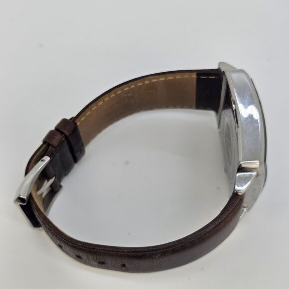 Vince Camuto Men's Watch 38MM Blue Dial Date Brown Leather Bands New Battery - Picture 12 of 15